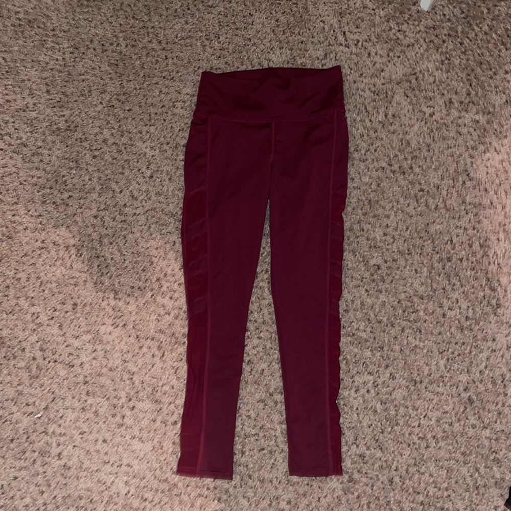 Maroon Leggings Park Leggings W/ Mesh Sides